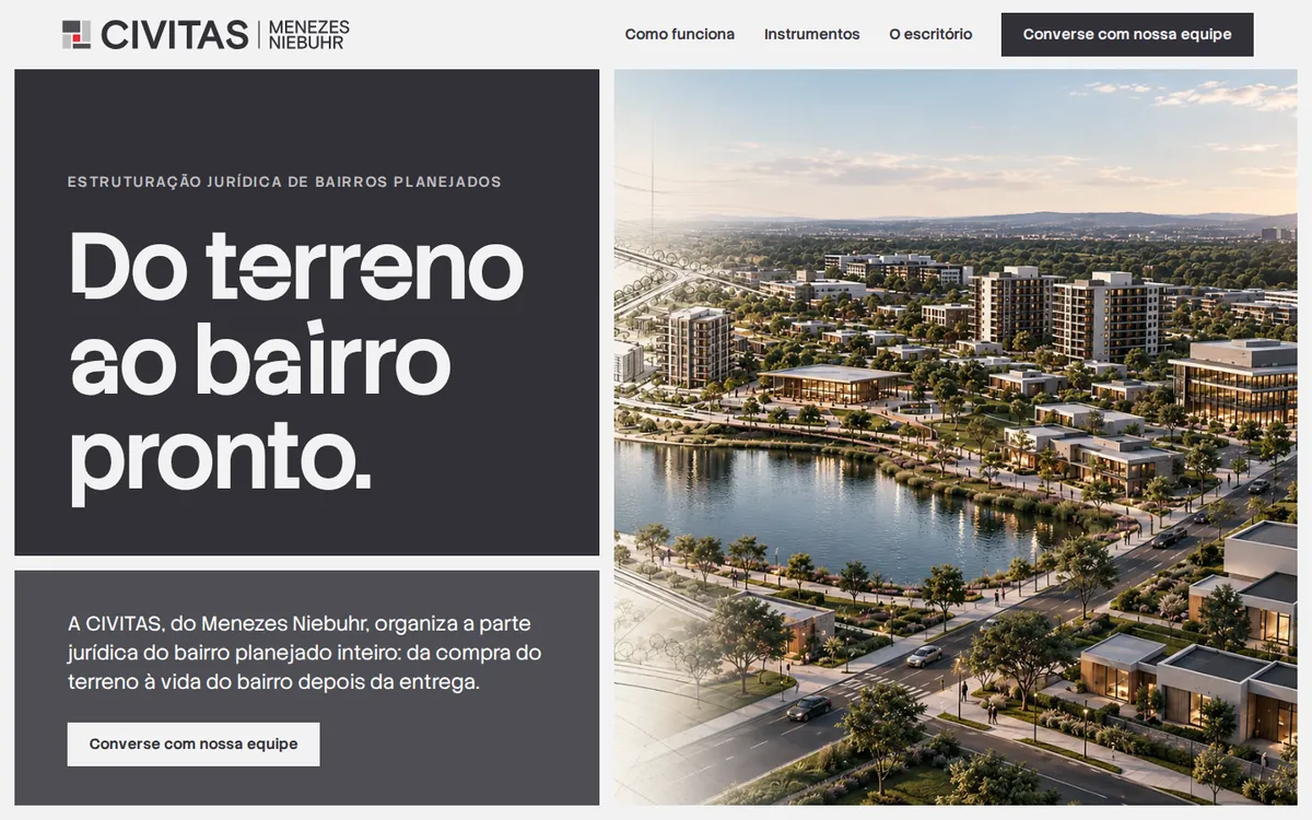 Rota Quadras: a primeira tela do site no computador