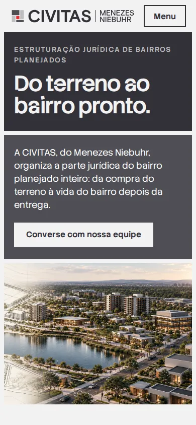 Rota Quadras: a primeira tela do site no celular
